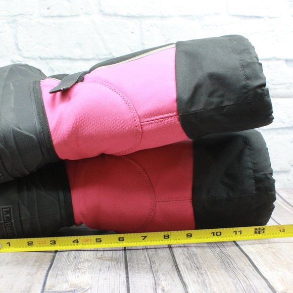 LL Bean Girl's Black Pink Pull On Northwoods Insulated Winter Boots Size 7 - Picture 9 of 11